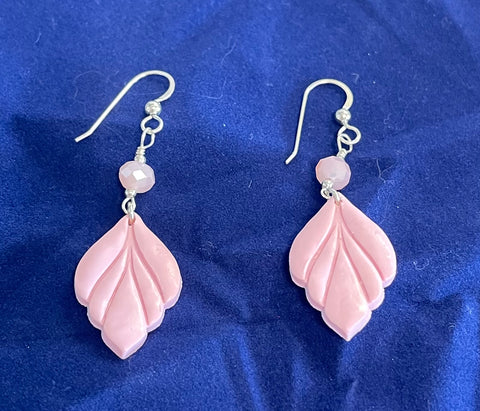 Pink Polymer Clay Drop Earrings Sterling Silver Polymer Clay