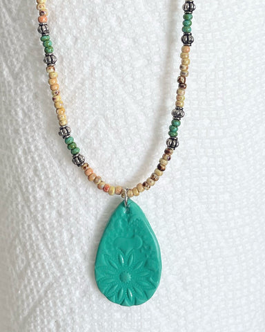 Polymer Clay Turquoise Mandala Necklace