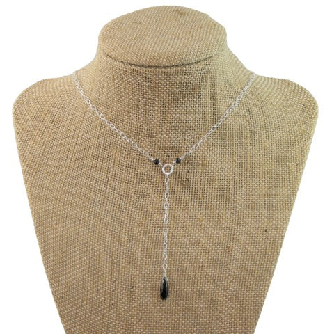 Alluring Long Black Spinel Y Style Necklace