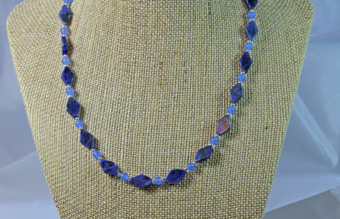 Sodalite Blue Agate Sterling Silver Necklace