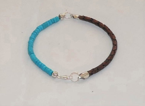 Turquoise Beaded Leather Bracelet